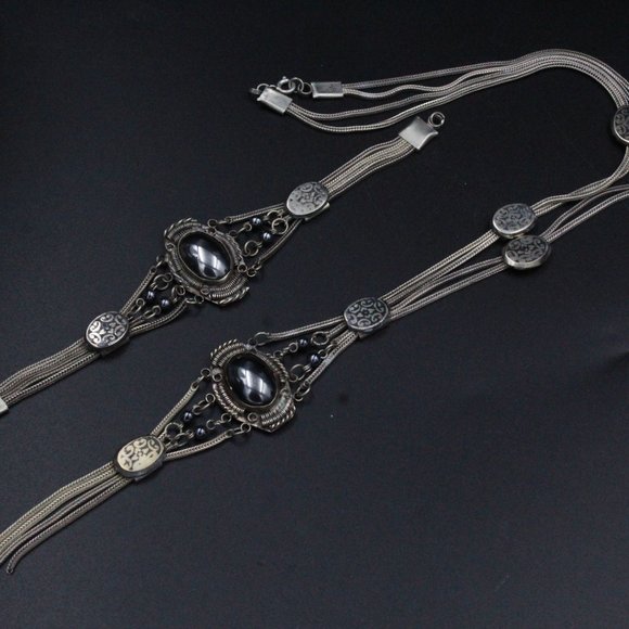 STERLING SILVER ETRUSCAN HEMATITE ANATOLI STYLE NECKLACE SET - Picture 15 of 16